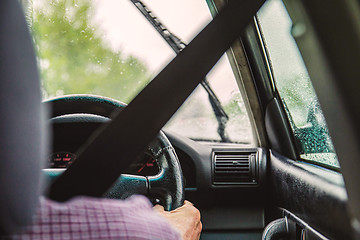 Image showing Man in car with Seatbelt