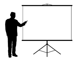 Image showing Man showing presentation on projection screen