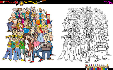 Image showing people in crowd coloring book