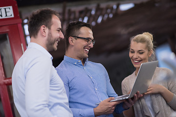 Image showing Business team Working With laptop in creative office