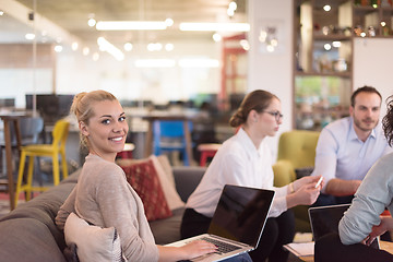 Image showing Startup Business Team At A Meeting at modern office building