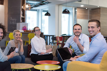 Image showing Startup Business Team At A Meeting at modern office building