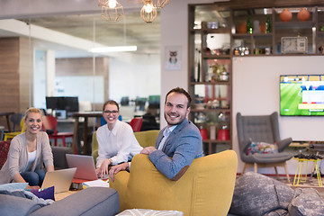 Image showing Startup Business Team At A Meeting at modern office building