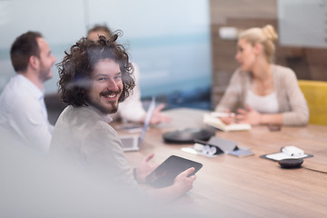 Image showing Startup Business Team At A Meeting at modern office building