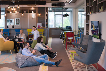 Image showing startup Office Workers Playing computer games