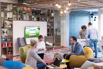 Image showing Startup Business Team At A Meeting at modern office building