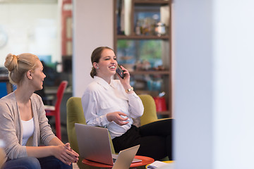 Image showing Startup Business Team At A Meeting at modern office building