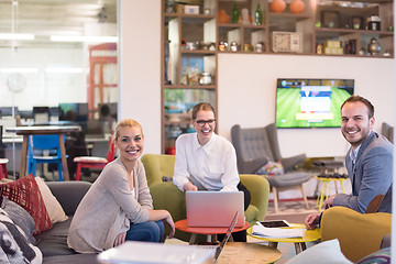 Image showing Startup Business Team At A Meeting at modern office building