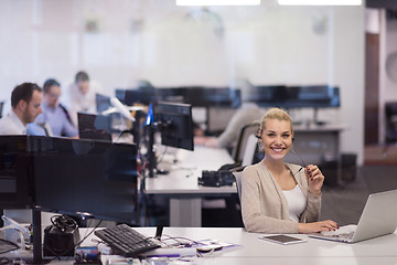 Image showing businesswoman using a laptop in startup office