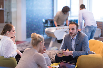 Image showing Startup Business Team At A Meeting at modern office building