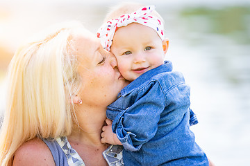 Image showing Young Caucasian Mother and Daughter At The Park