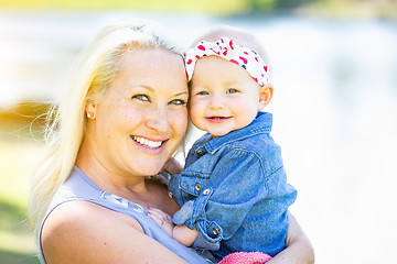 Image showing Young Caucasian Mother and Daughter At The Park