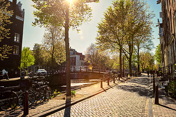 Image showing Amsterdam street with canal