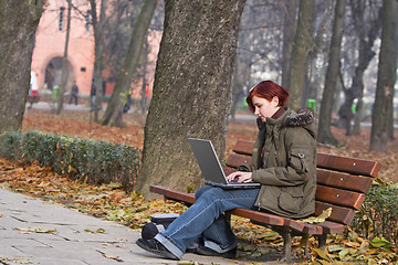 Image showing Working on a laptop