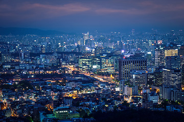 Image showing Seoul skyline in the night, South Korea.