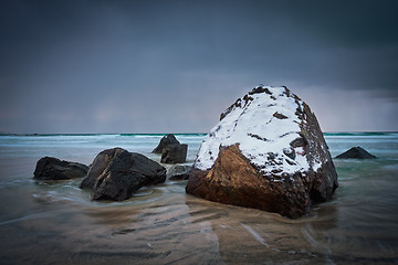 Image showing Skagsanden beach, Lofoten islands, Norway