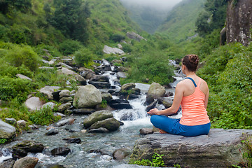Image showing Woman doing yoga outdoors