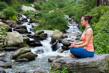 Image showing Woman in Padmasana outdoors