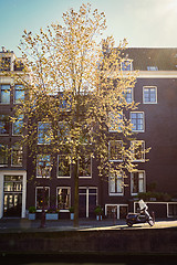 Image showing Amsterdam street with canal