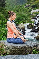 Image showing Woman in Padmasana outdoors