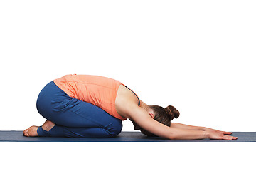 Image showing Woman relax in Hatha yoga asana Balasana child pose