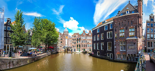 Image showing Canal and St. Nicolas Church in Amsterdam