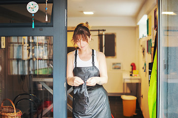 Image showing portrait of professional pet hairdresser hipster woman