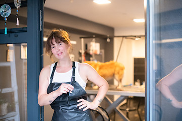 Image showing portrait of professional pet hairdresser hipster woman