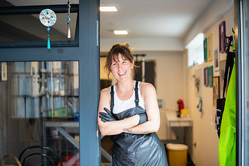 Image showing portrait of professional pet hairdresser hipster woman