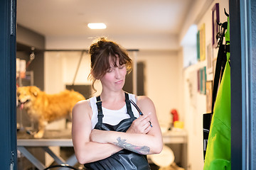 Image showing portrait of professional pet hairdresser hipster woman