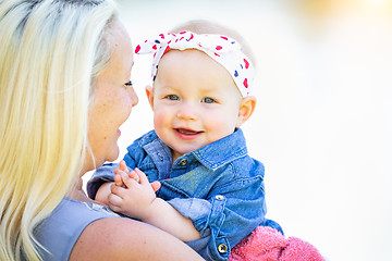 Image showing Young Caucasian Mother and Daughter At The Park