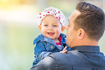 Image showing Young Caucasian Father and Baby Girl At The Park