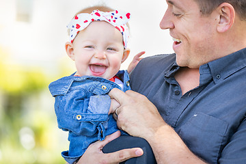 Image showing Young Caucasian Father and Baby Girl At The Park