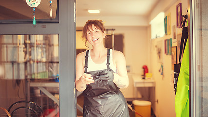 Image showing portrait of professional pet hairdresser hipster woman