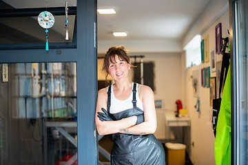 Image showing portrait of professional pet hairdresser hipster woman