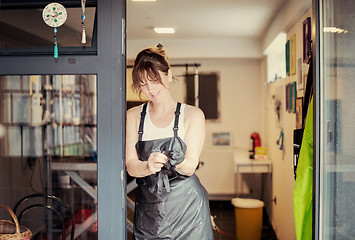 Image showing portrait of professional pet hairdresser hipster woman