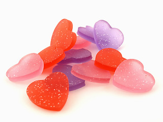 Image showing Purple, pink and red hearts