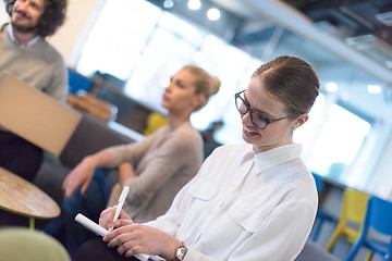 Image showing Startup Business Team At A Meeting at modern office building