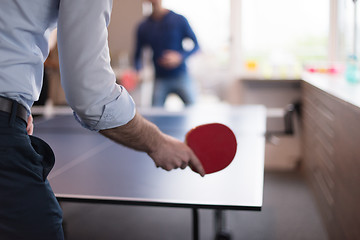 Image showing startup business team playing ping pong tennis