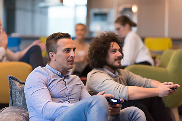 Image showing startup Office Workers Playing computer games