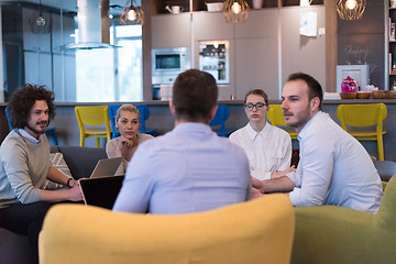 Image showing Startup Business Team At A Meeting at modern office building