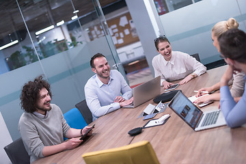 Image showing Startup Business Team At A Meeting at modern office building