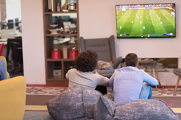 Image showing startup Office Workers Playing computer games