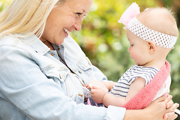 Image showing Young Caucasian Mother and Daughter At The Park