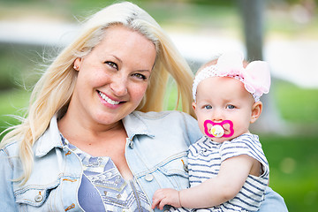 Image showing Young Caucasian Mother and Daughter At The Park