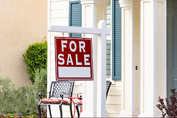 Image showing Home For Sale Real Estate Sign in Front of New House