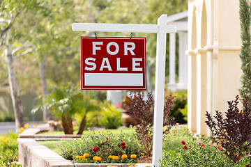 Image showing Home For Sale Real Estate Sign in Front of New House