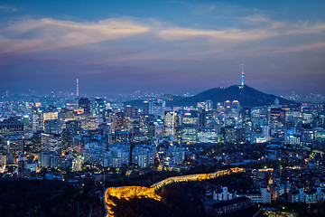 Image showing Seoul skyline in the night, South Korea.