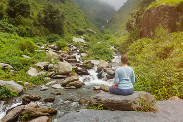 Image showing Woman in Padmasana outdoors