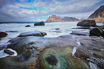 Image showing Beach of fjord in Norway